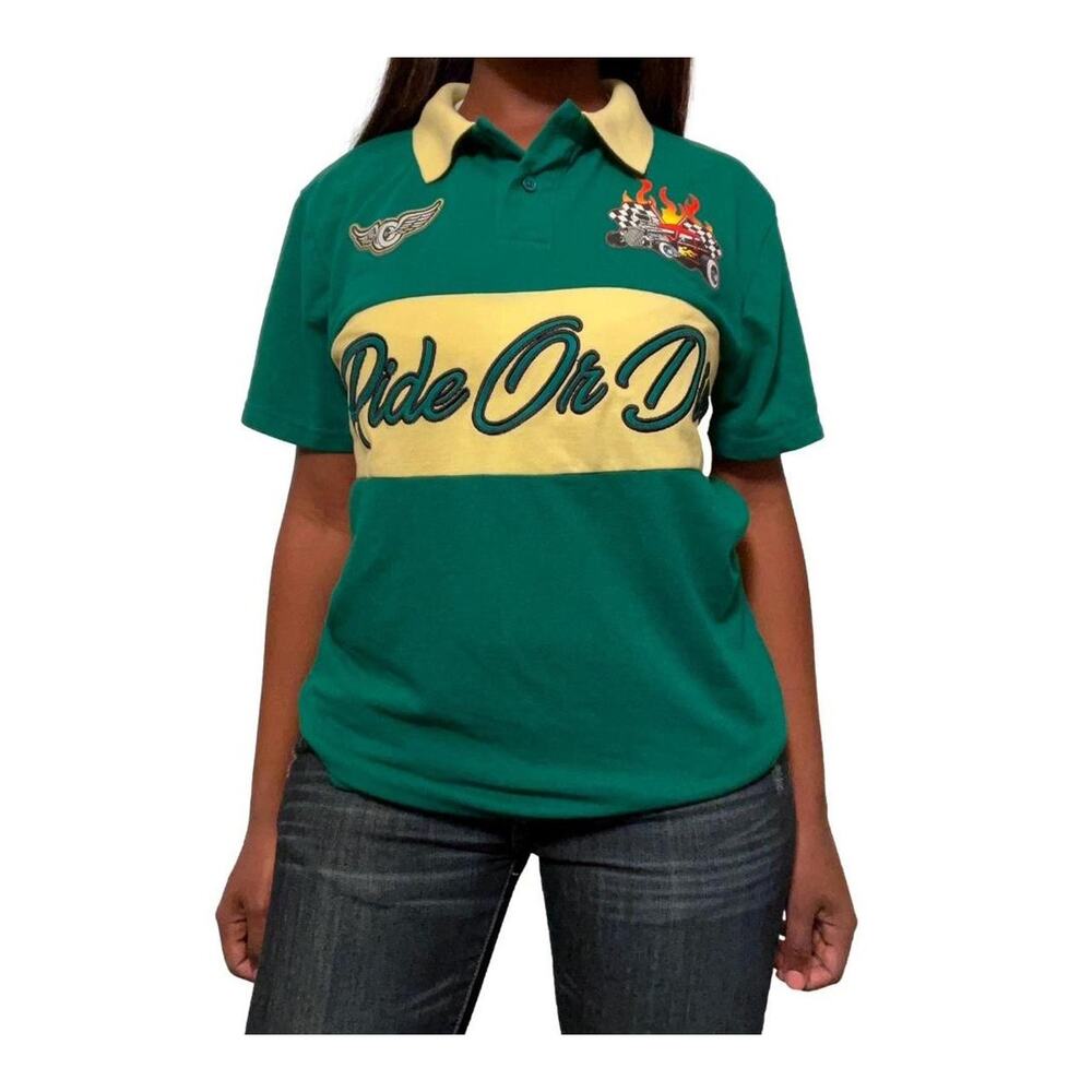 Black Pike “Ride or Die” Polo Race Shirt, Medium